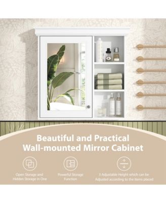 30" x 28" Wall Mounted Bathroom Medicine Cabinet with Mirror and Storage
