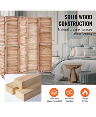 Wood Room Divider, 6 Panel Folding Privacy Screen, for Home or Office Use