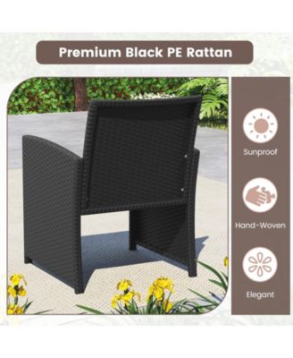 4 Piece Patio Furniture Set with Glass Table and Cushions