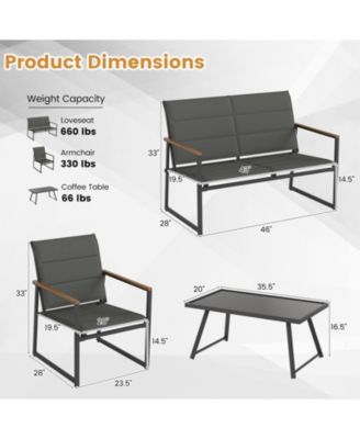 4 Piece Outdoor Conversation Patio Furniture Set