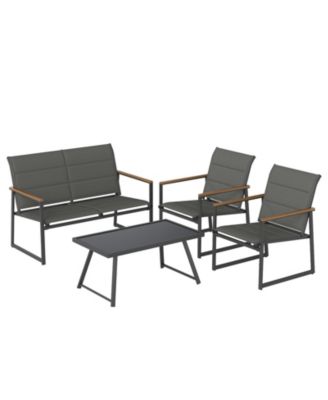 4 Piece Outdoor Conversation Patio Furniture Set