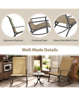 Heavy Duty Rocking Bistro Set with High Back Chairs and Table