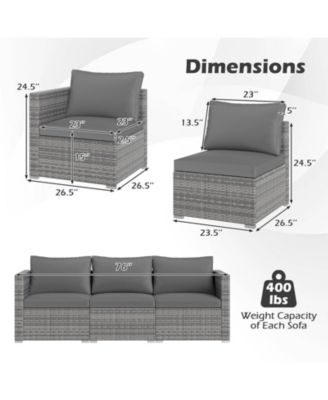 3 Piece Patio Sectional Sofa Set with Modular Cushioned Seating