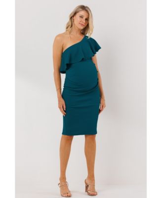 Maternity One-Shoulder Ruffle Bodycon Dress
