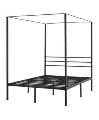 Full Size Canopy Bed Frame, Metal, Heavy Duty Steel Slats, Easy Assembly