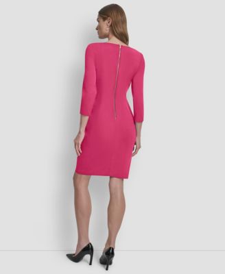 Women's 3/4-Sleeve Ruched Short Dress