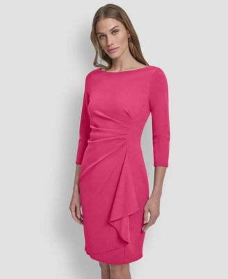 Women's 3/4-Sleeve Ruched Short Dress