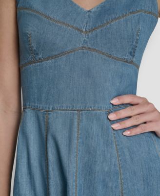 Women's Sleeveless Sweetheart Neck Midi Dress