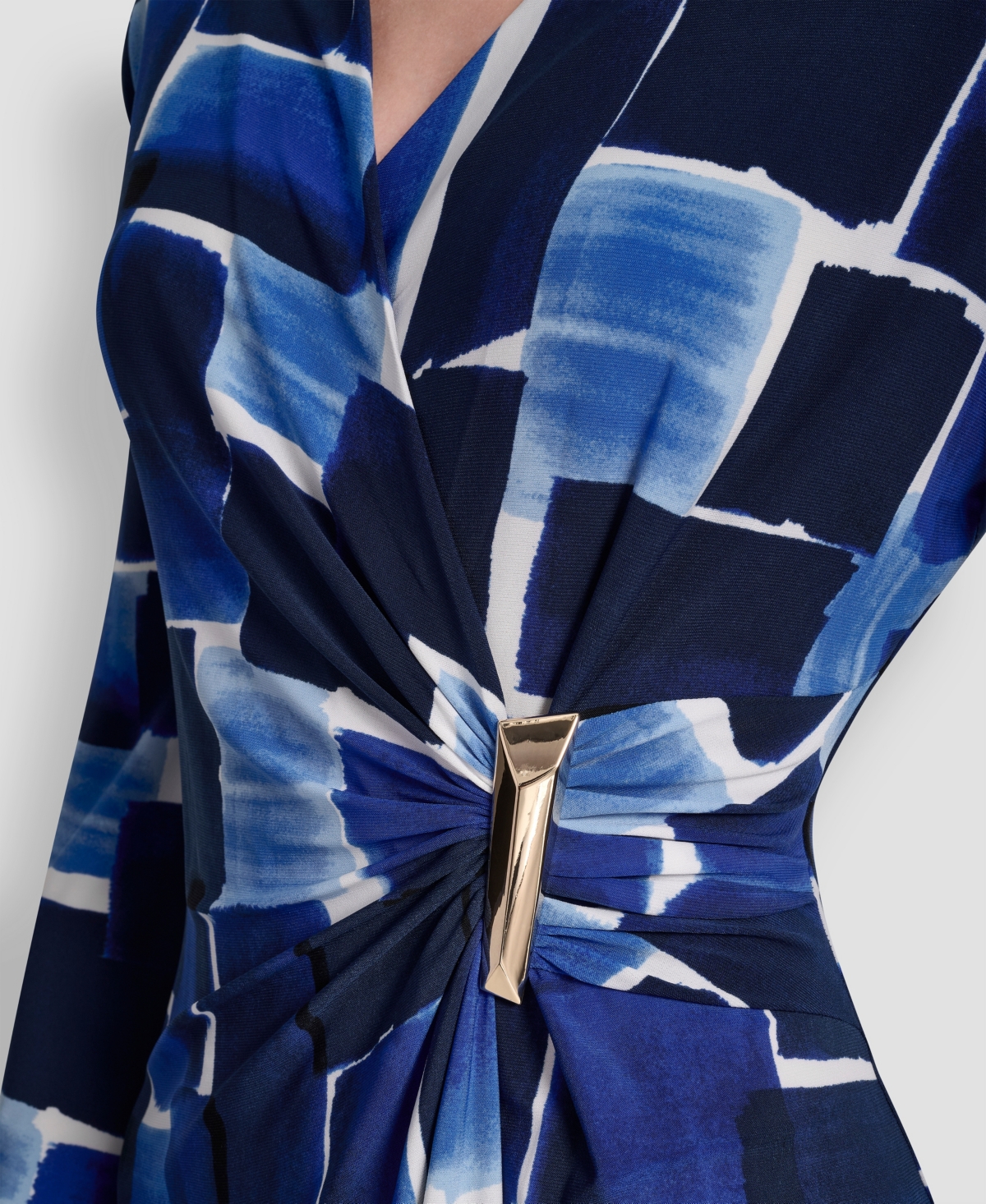 Dkny Women's Long-Sleeve V-Neck Faux Wrap Dress