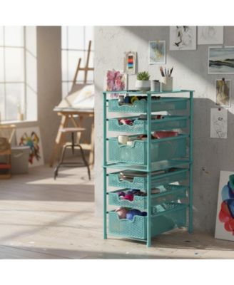 3 Tier White Alloy Steel Sliding Basket Organizer Drawer Cabinet