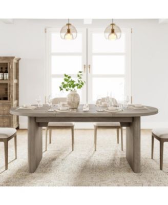 70.8'' Oval Dining Table for 6–8, Farmhouse Table with Sturdy Wooden Base, Rustic Oak Finish for Kitchen & Dining Room