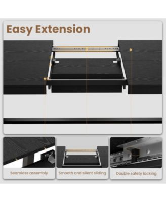 63–83" Extendable Dining Table, Industrial Rectangular Table for 6–8, Expandable Kitchen Table with Heavy-Duty Metal Frame