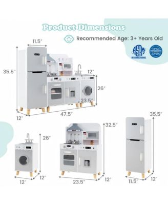 Kids Kitchen Playset 3 in 1 with Refrigerator and Washing Machine