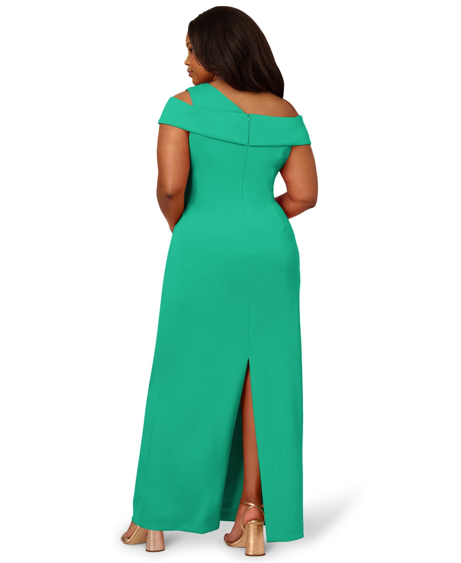 Plus Size Asymmetrical Draped Gown