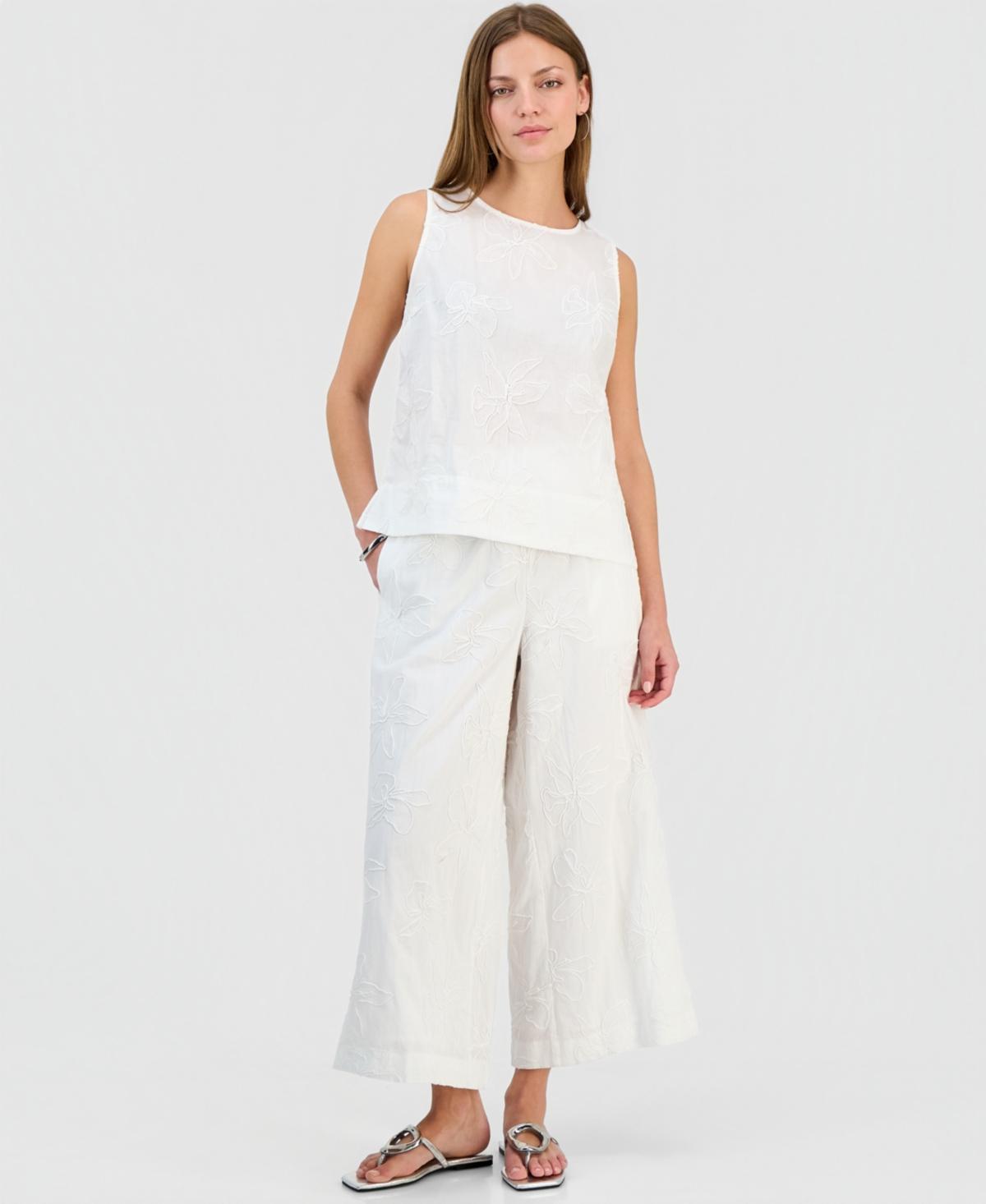 I.n.c. International Concepts Petite Jacquard High-Rise Wide-Leg Pants, Macy's Exclusive