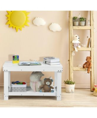 Multifunctional Wood Kids Activity Play Table with Storage Shelf