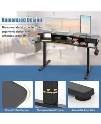  in Electric Standing Desk with 2 Fabric Drawers and Monitor Stand