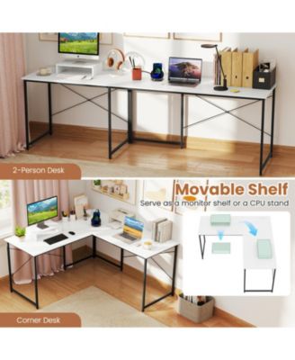 95 in 2-Person L-Shaped Reversible Computer Desk with Monitor Stand