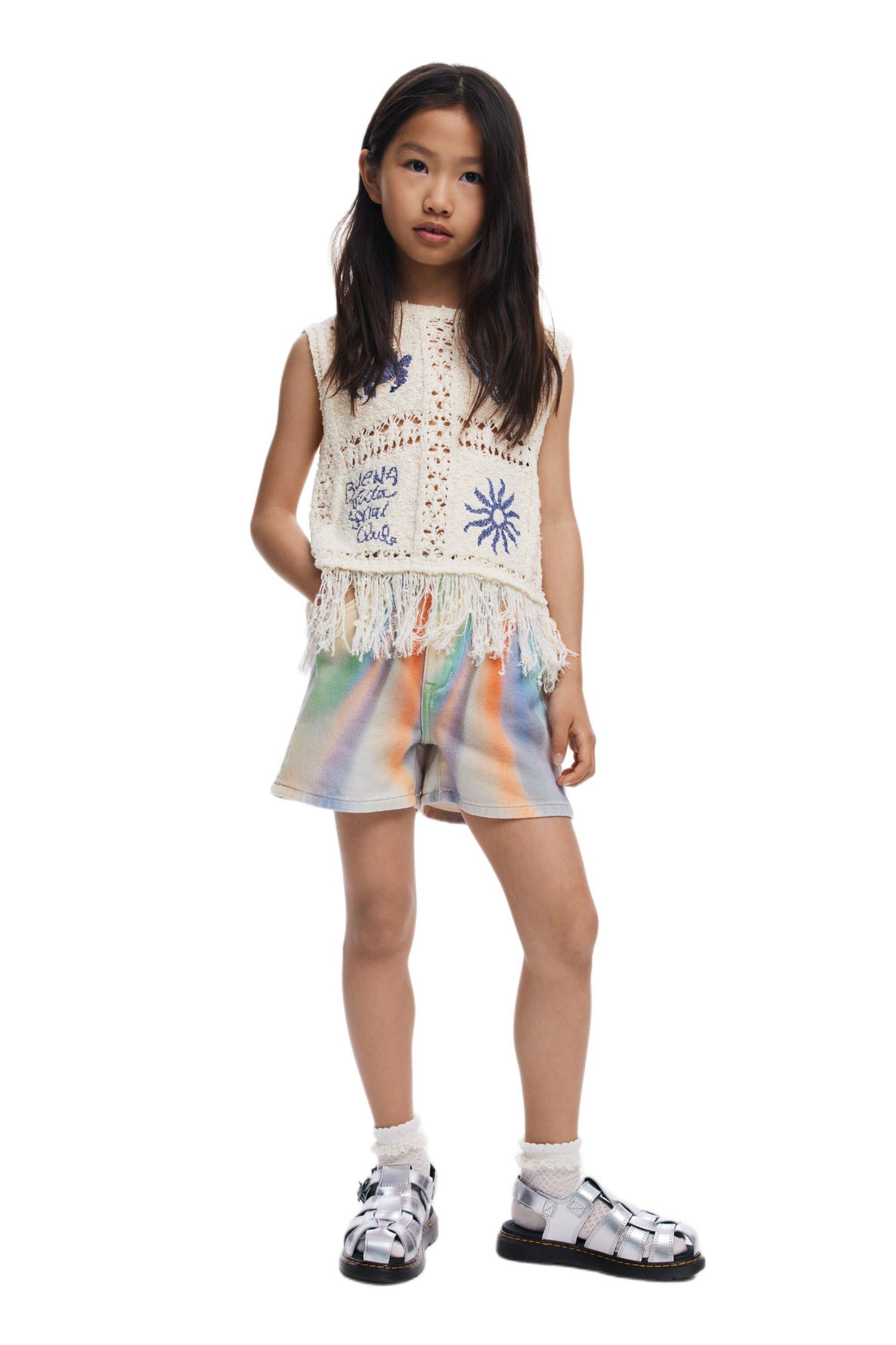 Girls Girls's Crochet sweater with fringes