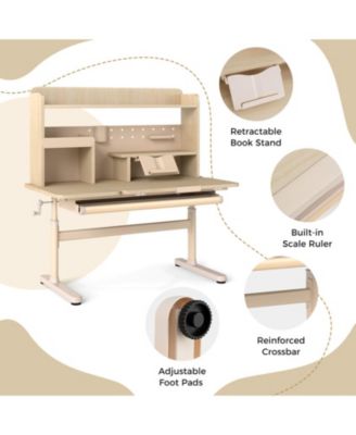 Height Adjustable Kids Writing Desk with Tilt Desktop and Book Stand