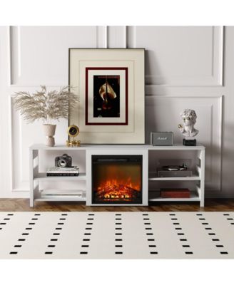 Fireplace TV Stand for up to 75" TV with Storage Shelves