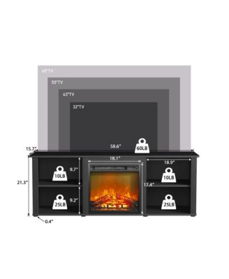 Modern Fireplace TV Stand for TVs up to 65" with 1400W Electric Fireplace, Americano