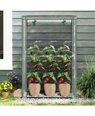 Portable Mini Greenhouse with Roll Up Zippered Door
