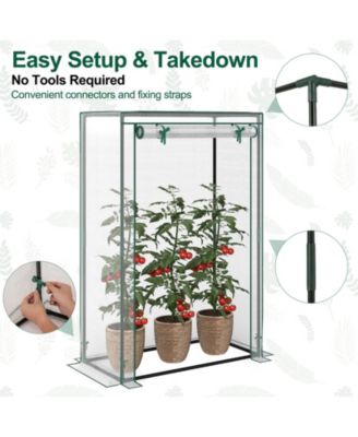 Portable Mini Greenhouse with Roll Up Zippered Door