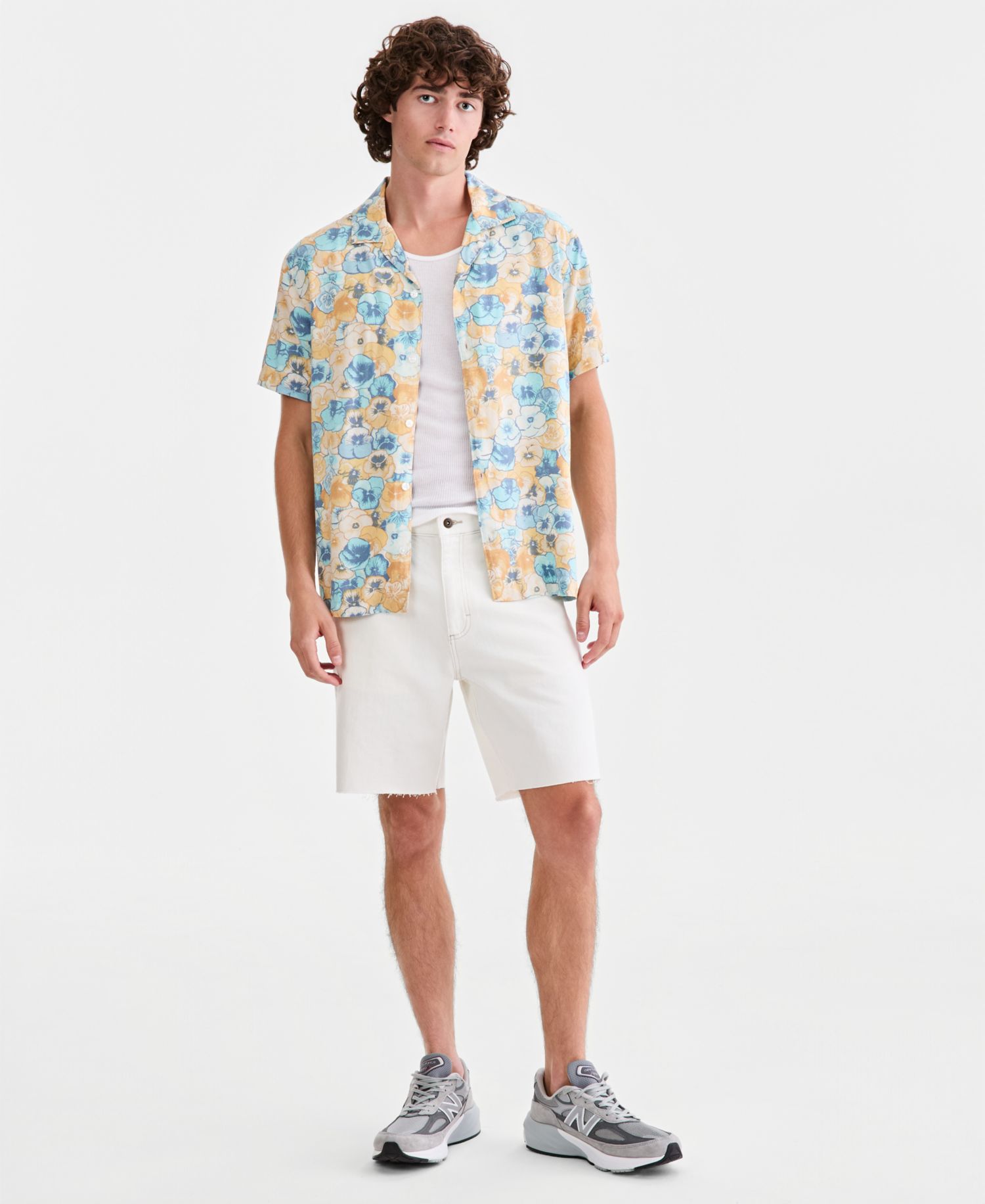 Men's Neymar Floral-Print Short-Sleeve Camp Shirt