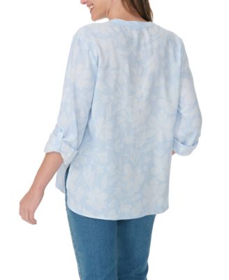 Women's Linen Band Collar Top