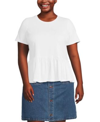 Plus Size Short Sleeve Lightweight Jersey Crew Neck Peplum Tee