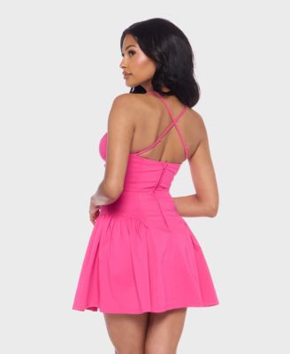 Juniors' Sweetheart Neck Criss-Cross Strap Dress