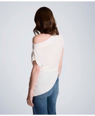 Women's Asymmetrical Drape Short-Sleeve Top