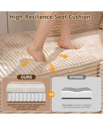 104" No Assembly Required Cloud Sectional Sofa, L-Shape Couch Chaise Lounge with Deep Seat and Wide Armrest for Living Room Bedroom