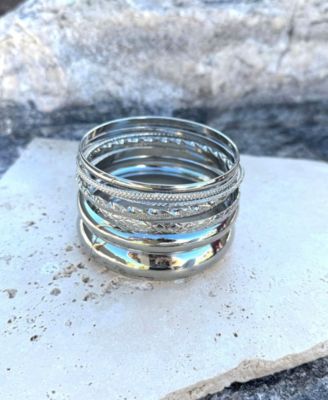 Silver Plated 8-Bangle Bracelet Set