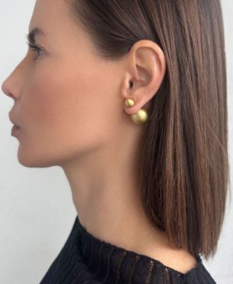 Gold Matte Finish Double Ball Earrings