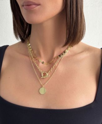 Gold 3-Layer Toggle and Confetti Necklace