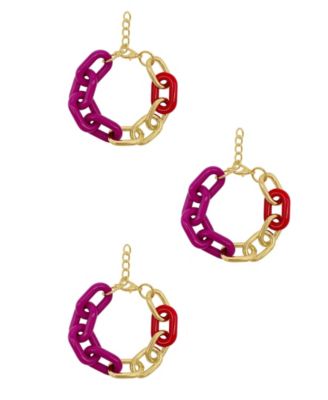 Gold 3-Pc. Color Link Bracelet Set