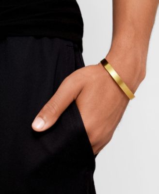 Men's Gold 2-Piece Dogtag Cuff Bracelet and Necklace Set