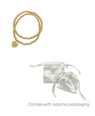 Gold 2-Piece Bead Heart Bracelet Set