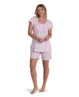 Women's Short-Sleeve Top and Pull-On Shorts, 2-Pc Set