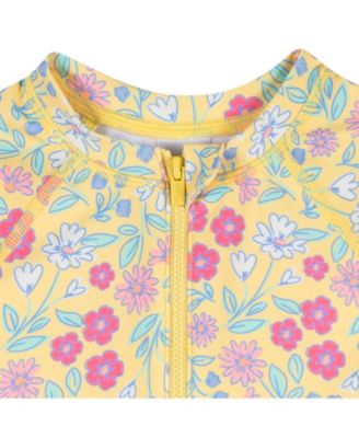 Toddler Girls Rashguard Suit, Floral, 5T