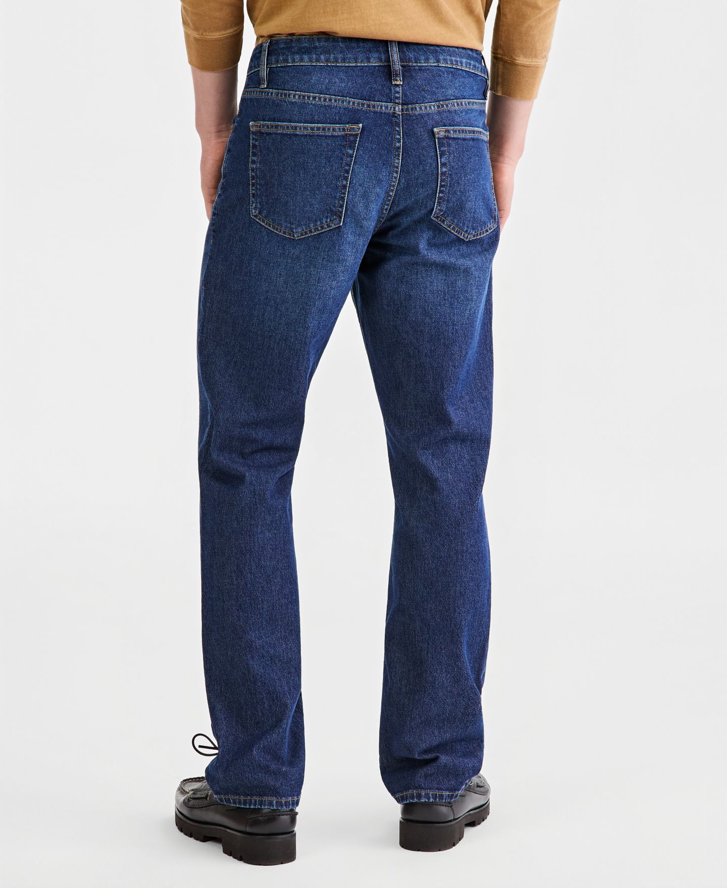 Мужские джинсы Sun + Stone Navy-Wash Straight-Fit, цвет: Тёмно-синий варёный — фото 4