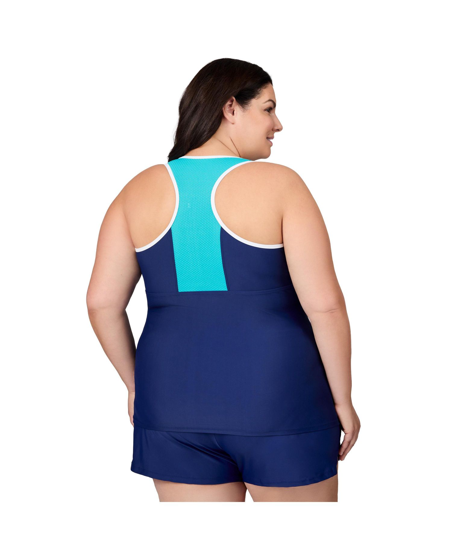 Plus Size Mesh Racerback Tankini Top