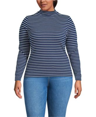 Plus Size Drapey Rib Skimming Long Sleeve Mock Neck