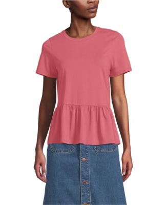 Women's Short Sleeve Lightweight Jersey Crew Neck Peplum Tee