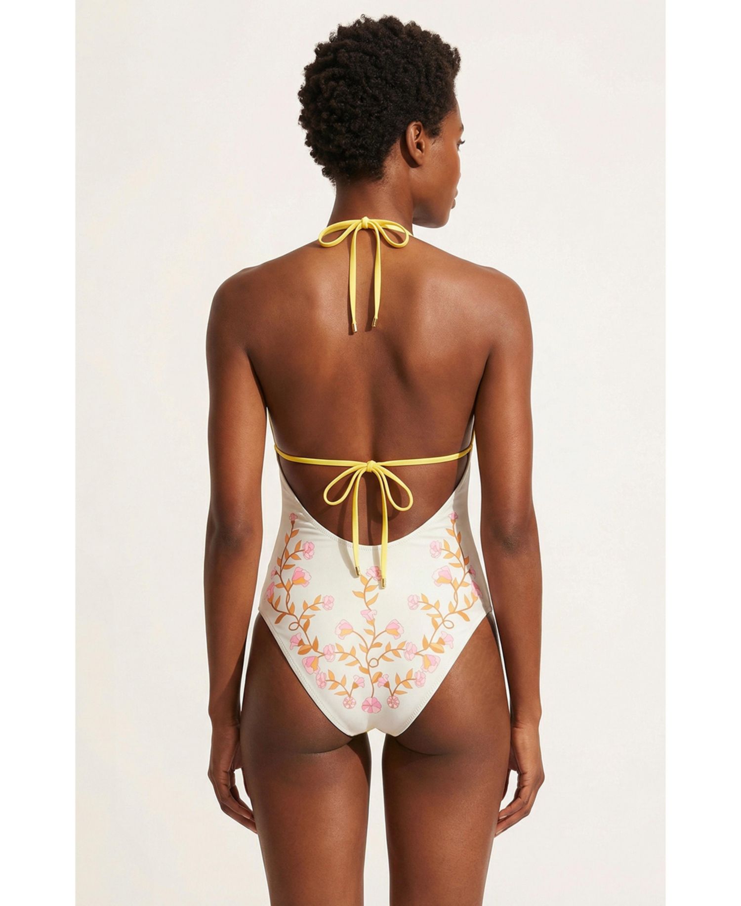 Women's Yellow Bloom Reversible One Piece Swimsuit