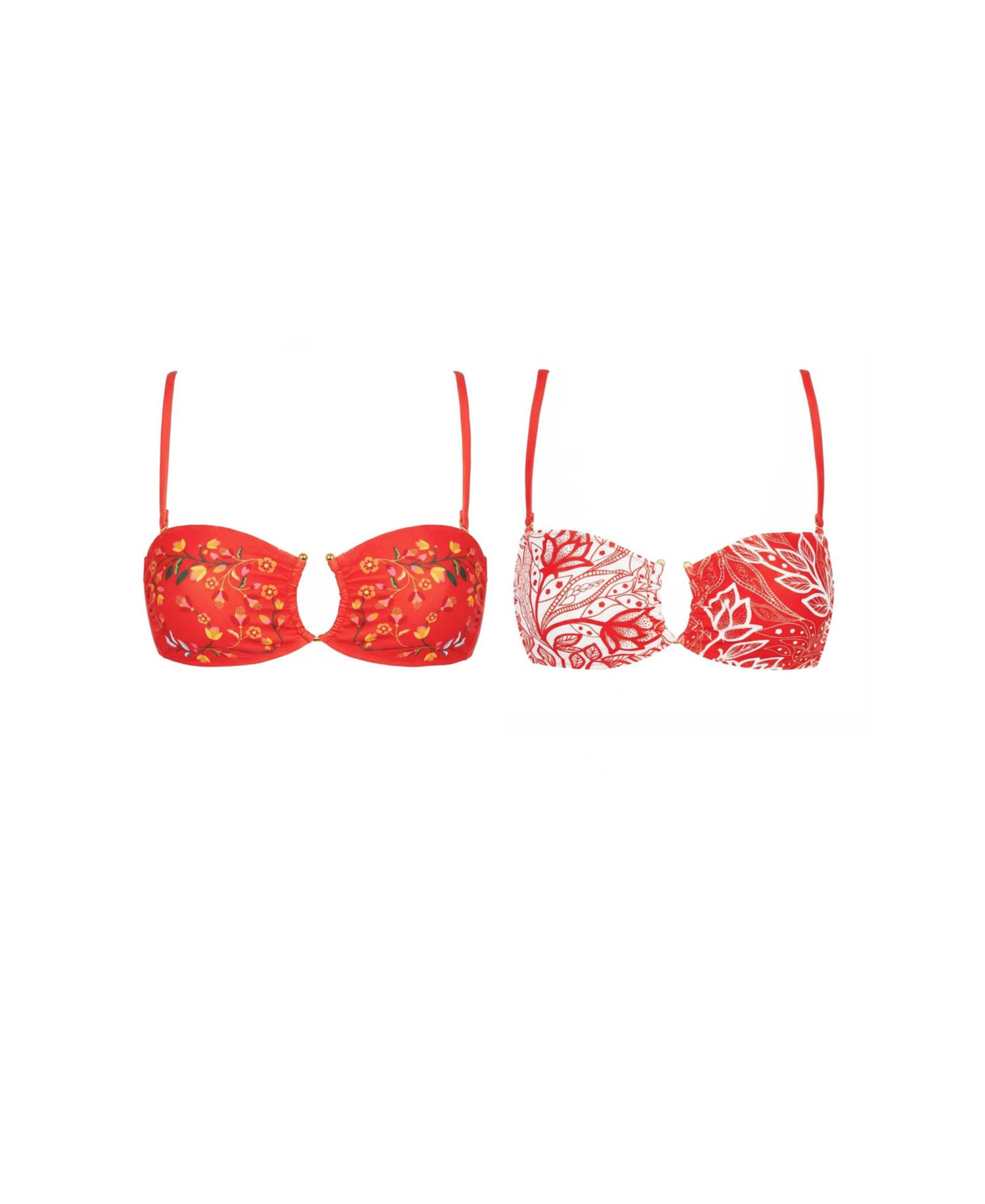 Women's Scarlet Bloom Reversible Square Bandeau Top