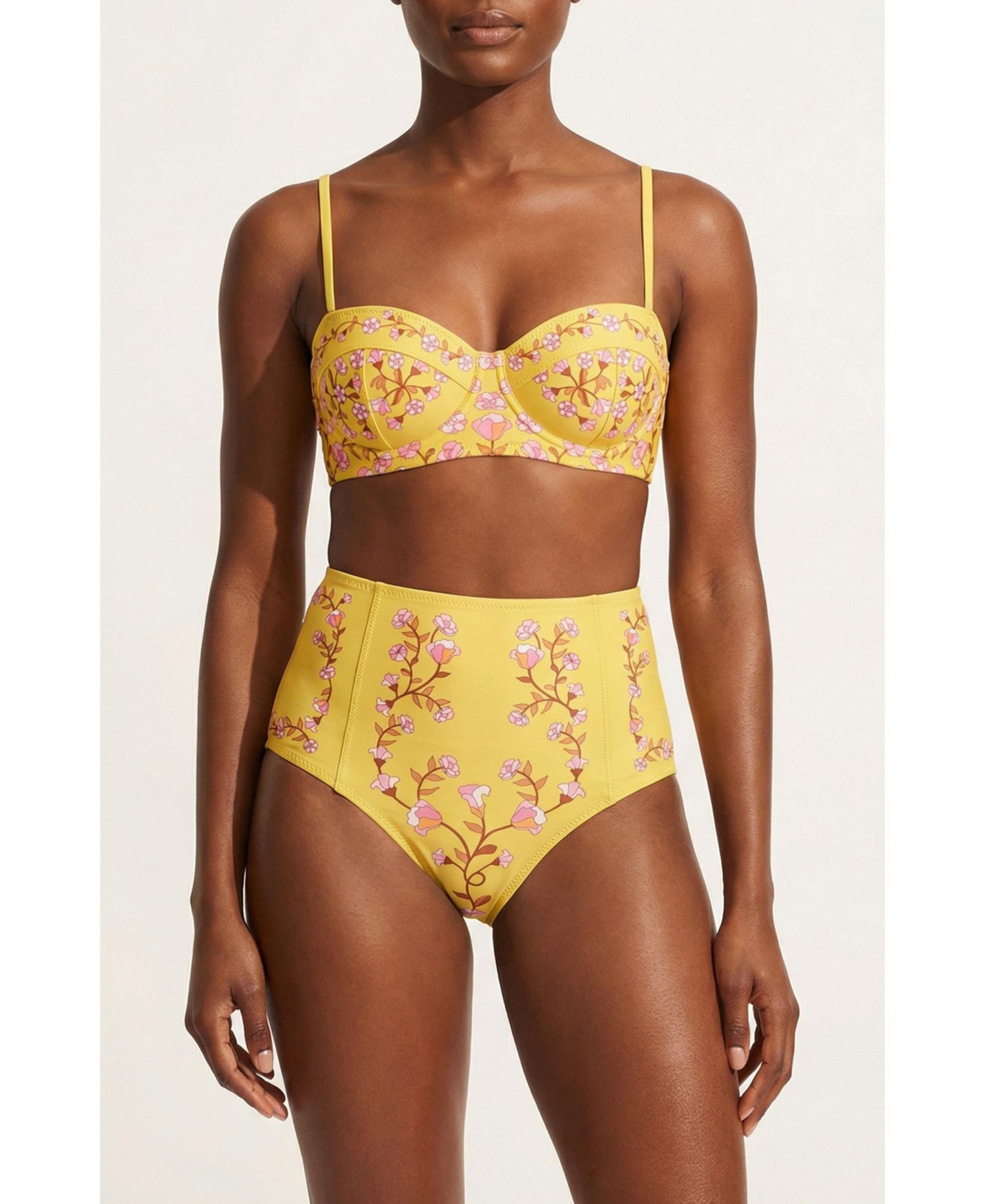 Women's Yellow Bloom Underwire Bikini Top