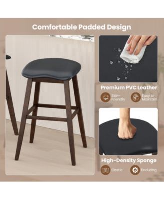 Set of 2 Swivel Bar Stools 31'' Bar Chairs w/ Padded Contoured Seat and Footrest